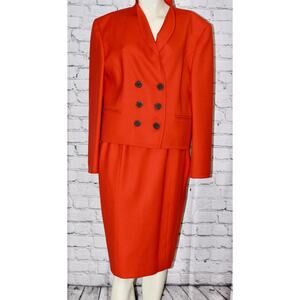 Louis Feraud Designer Vintage Double Breasted Jacket & Skirt Set Size 10